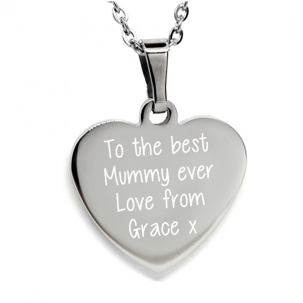 Photo Engraved Heart Necklace
